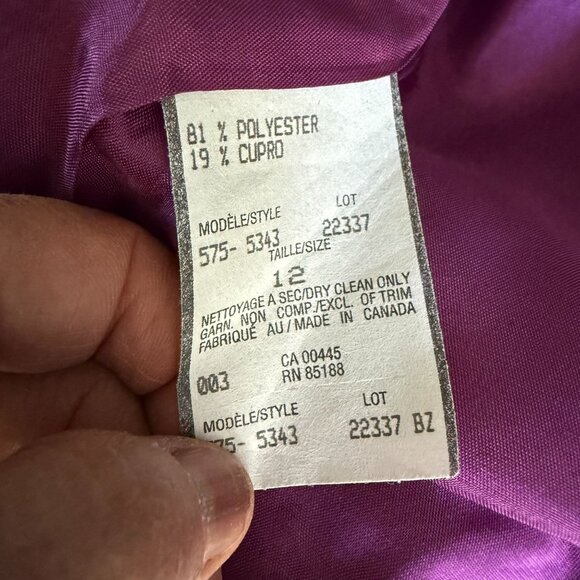 Louben Mock Neck Full Zip Jacket Women's 12 Purple Long Sleeve Modern Chic - Picture 10 of 10